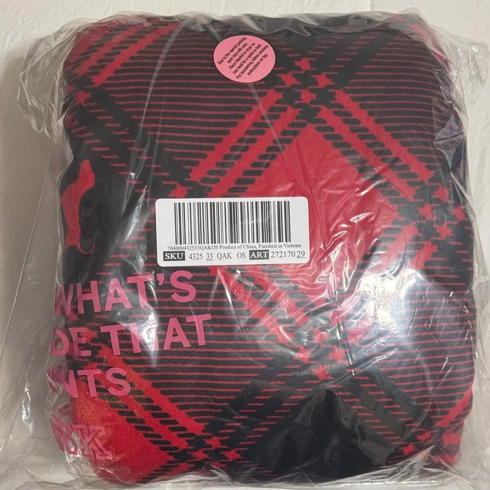 PINK Red and Black Plaid Cozy Blanket